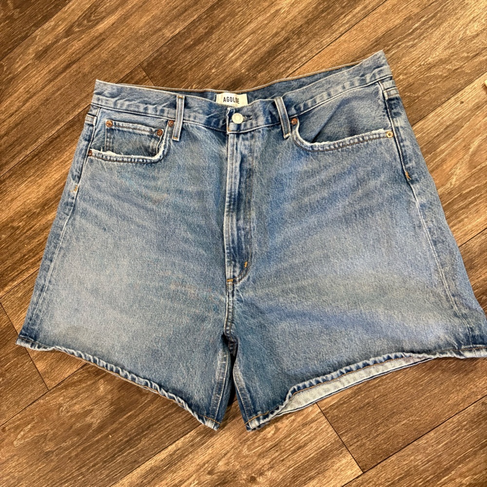 Agolde Light Blue Denim Jean Shorts